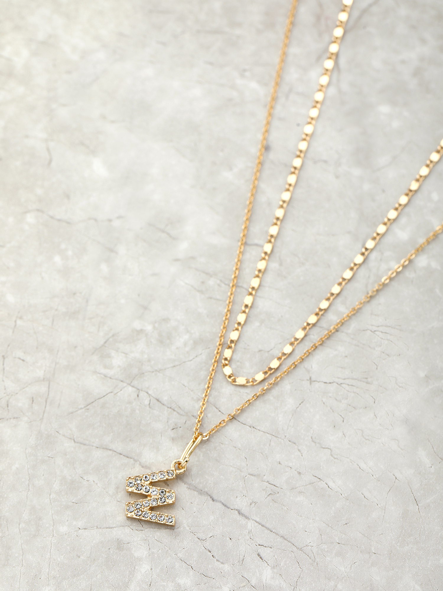 Time and Tru Goldtone Initial Letter Necklace Set for Women, 2 Piece Set