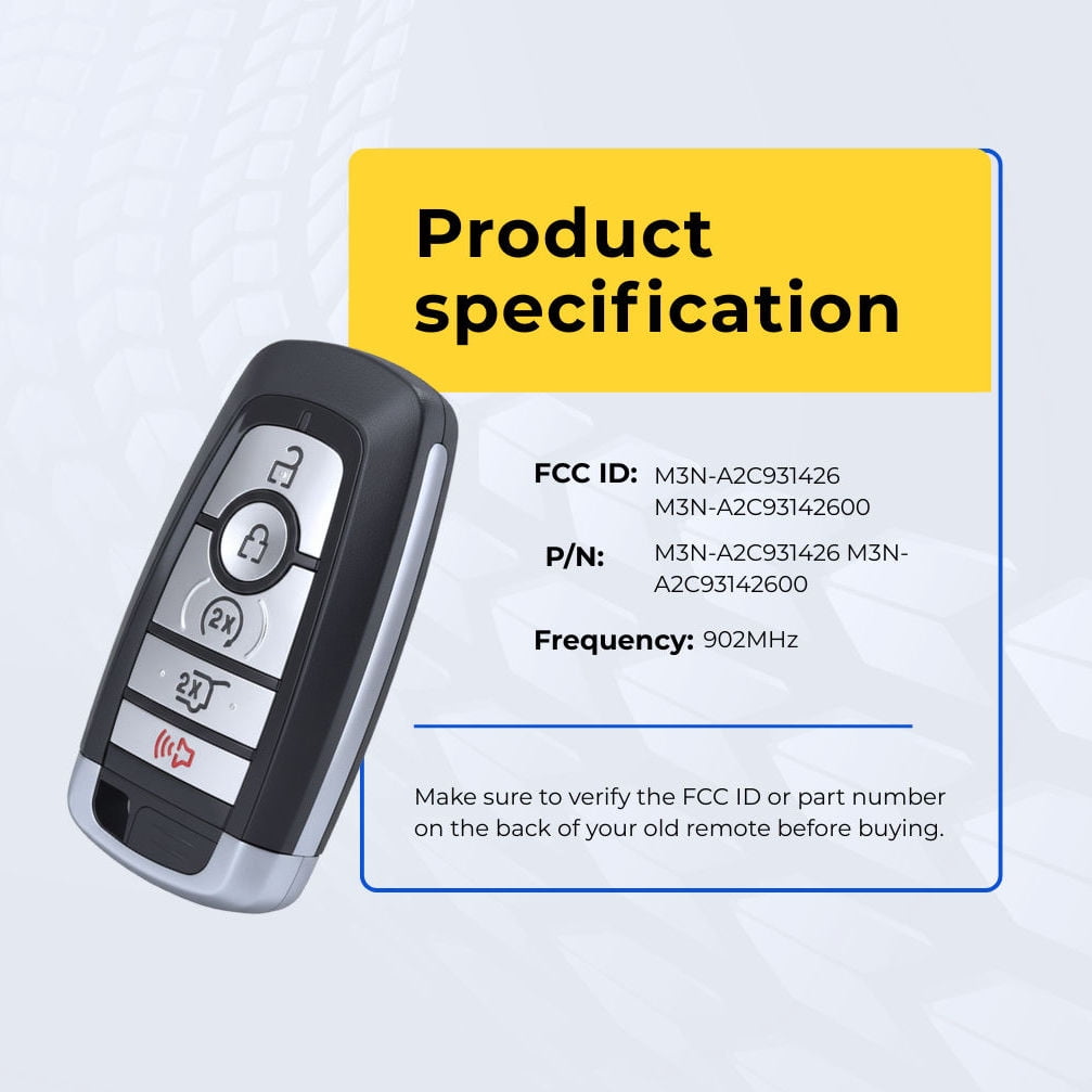 Keys4Less Replcament Smart Key Fob for Lincoln Nautilus 2020-2021 FCC M3N-A2C931426 M3N-A2C93142600 Part Number 164-R8198 164-R8278