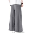thumbnail image 4 of Lumtrix Mens Cotton Linen Pants Wide Leg Baggy Pants Elastic Waist Casual Summer Beach Palazzo Trousers with Pockets Light Gray XL, 4 of 4
