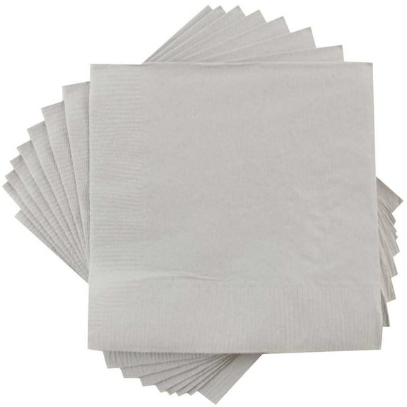 JAM Paper Bulk Medium Lunch Napkins, 6.5x6.5, 480/Box, Silver
