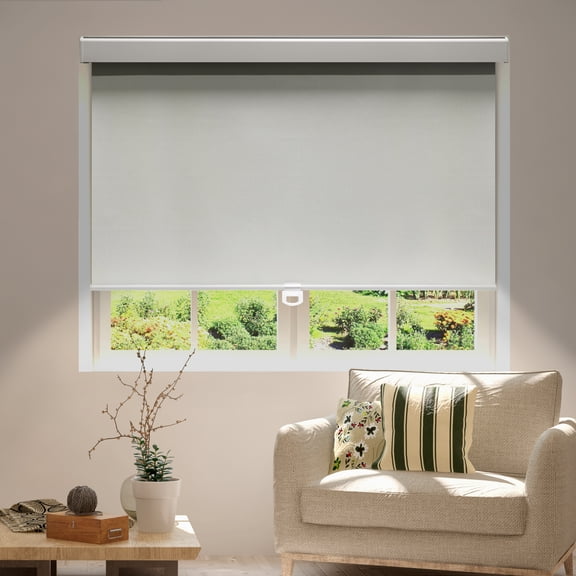 Amgo Free-Stop Cordless Blackout Roller Shades – Thermal-Insulated Easy Install Window Blinds for Home, Bedroom, Office & Door (Grey, 23" W x 72" H)