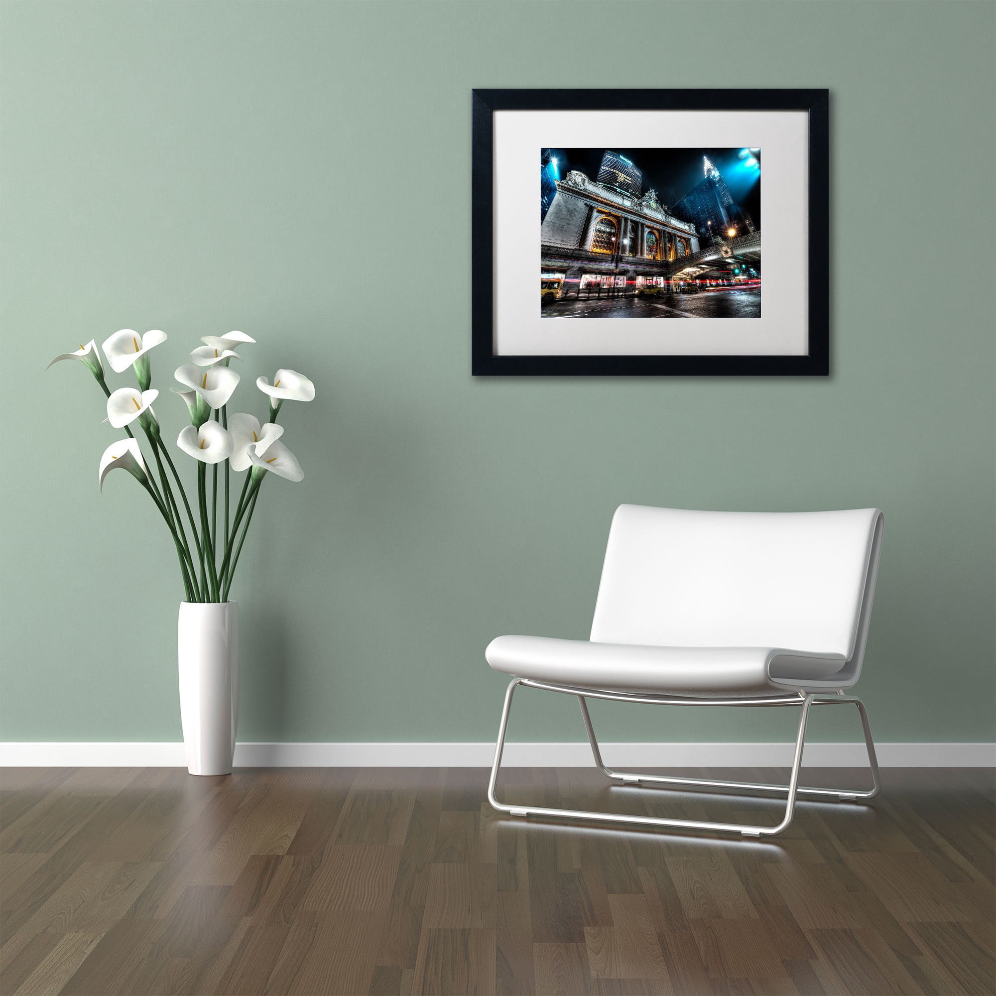 Trademark David Ayash "Grand ...42nd. Street - Manhattan" Art White Matte W/Wood Frame 16" x 20"