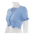 thumbnail image 3 of BeQeuewll Women Summer V-Neck Outwear Ruffle Short Sleeve Casual Button T Shirt, 3 of 5