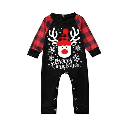 

Ruhiku GW Matching Family Christmas Pajamas Set Christmas Pjs for Family Set Red Plaid Top and Long Pants Sleepwear Sets Black 3M