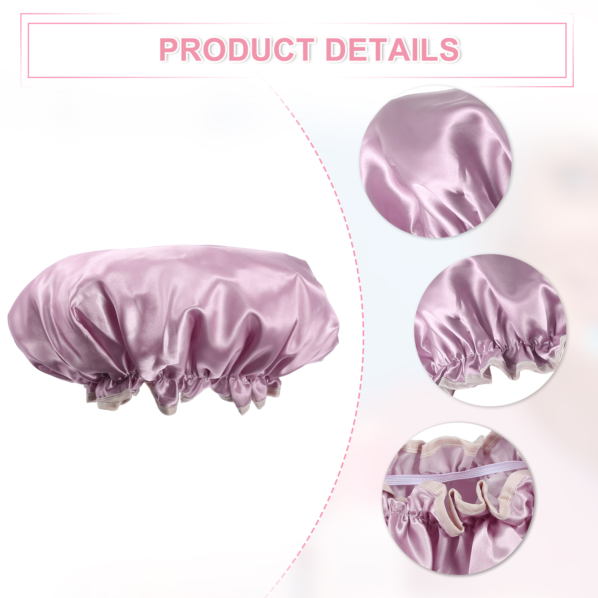 Unique Bargains 3 Pcs Women's Reusable Waterproof Shower Cap Pink Champagne Gray