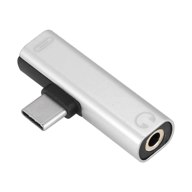 Adaptador y auriculares USB C a 35 mm 2 en 1 ANGGREK carga y escucha música simultáneamente negro