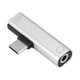 thumbnail image 3 of Convertidor de carga USB para auriculares 2 en 1 tipo C a conector Jack de 3,5 mm Transversor multifunción plateado, 3 of 5