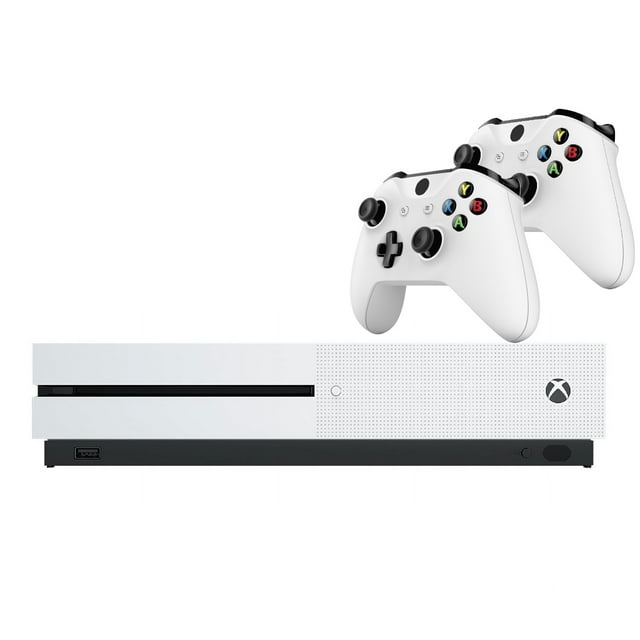 Microsoft Xbox One S Console de Jeu 500GB Édition avec Disque avec Deux Manettes Sans Fil RetroFam (Remis à Neuf)