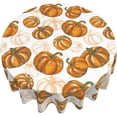 thumbnail image 2 of Fall Tablecloth 70 Inch Round Burnt Orange Pumpkin Table Cloth,Autumn Harvest Thanksgiving Stain Resistance Polyester Farmhouse Indoor Outdoor Table Covers for Kitchen Dining Party Picnic, 2 of 6