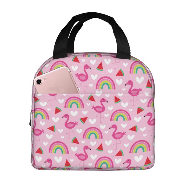 Easygdp Cute Flamingo Bolsa Térmica Premium - Tela Oxford Impermeable, Gran Capacidad, Bolsillo Frontal, Unisex para Trabajo, Escuela, Actividades al Aire Libre y Picnics