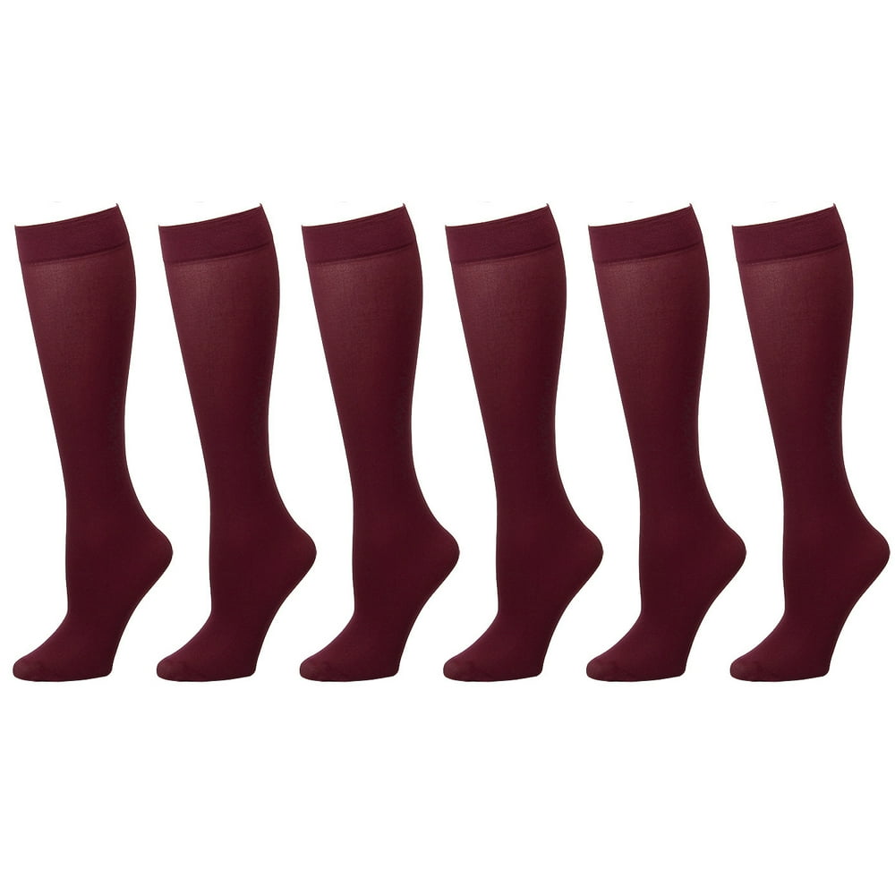 Falari 6Pack Burgundy Women Trouser Socks with Comfort Band Stretchy
