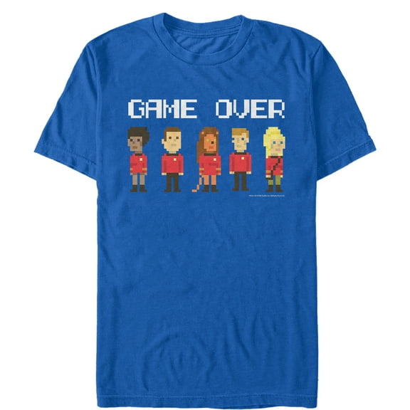 Men's Star Trek Red Shirt Pixel Crew Game Over  Graphic Tee Royal Blue Medium