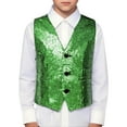 thumbnail image 4 of Wuxian Kids Shirt Girls Sequin Vest Sleeveless V-Neck Button Down Performance Glitter Waistcoat Dance Party Streetwear Graphic Cotton Tee Top,GN2,7-8 Years, 4 of 4