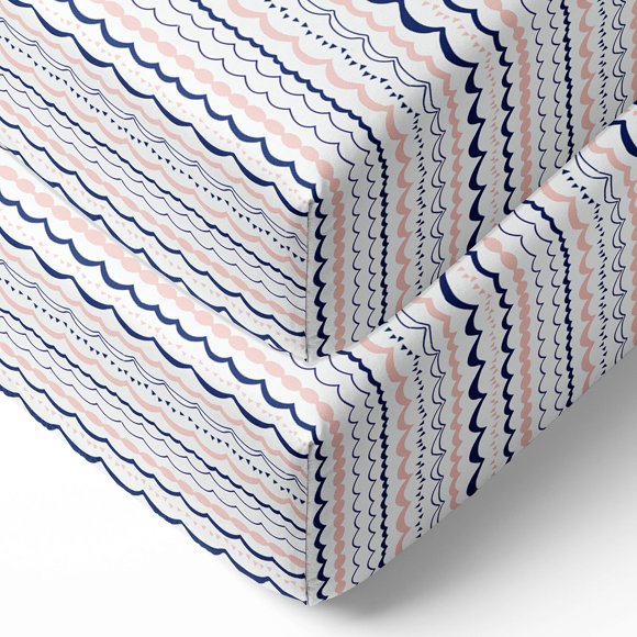 Bacati - Lot de 2 Olivia Tribal Girls 100 % Coton Percale Douce et Respirante Universelle pour Bébé, Lit de Bébé Standard Américain Ou Lit pour Tout-Petit Draps-Housses (Guirlande, Corail Marine)