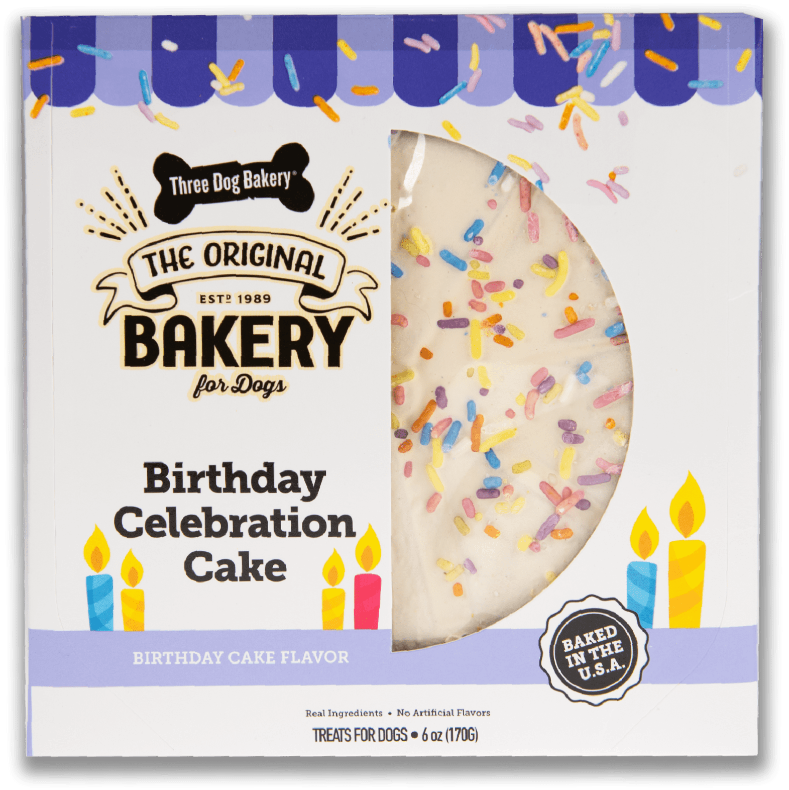 Three Dog Bakery Soft-Baked Birthday Celebration Cake Dog Treat, 6 oz