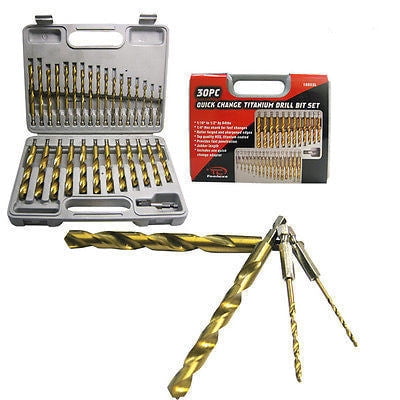 Titanium Drill Bit Set Hex Shank Quick Change 30 Piece