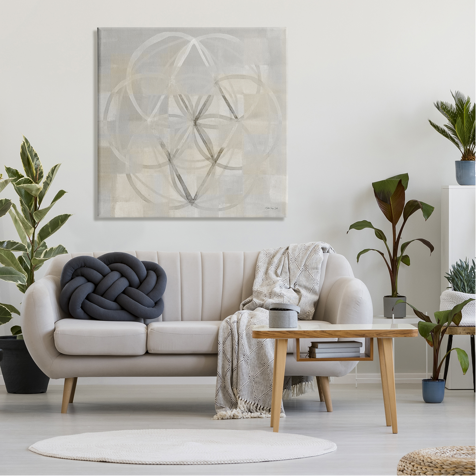 Stupell Industries Circular Fractal Abstract Neutral Tones Patterned Squares Graphic Art Gallery Wrapped Canvas Print Wall Art, Design by Stellar Design Studio