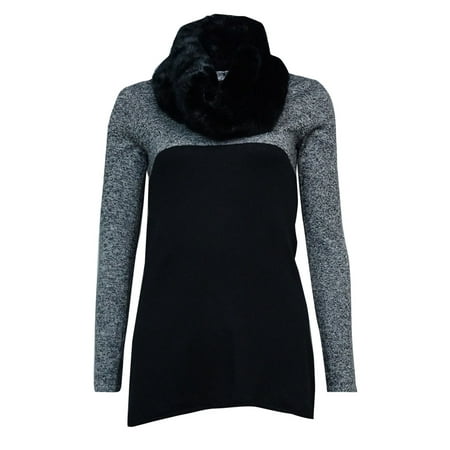 Faux Fur Collar Sweater - Style & Co. Women's Faux Fur Colorblock Tunic Sweater