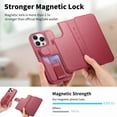 thumbnail image 5 of ELEHOLD Leather Case For iPhone 16 Pro 2-in-1 Shockproof Cover, With Magnetic Detachable Flip Card Holder Wallet, Kickstand & Wristband, MagSafe Compatible, Red, 5 of 15