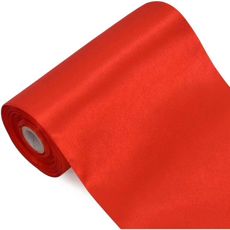 TONIFUL 6 inch x 22yd Wide Red Satin Ribbon Solid Fabric Large Ribbon for  Grand Opening Cutting Ceremony Wedding Birthday Party Decoration Gift Craft  Chair Sash Table Car Bows Indoor or Outdoor 