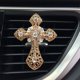 thumbnail image 2 of RV Bling Clip de ventilación de aire para coche con cruz de cristal y diamantes de imitación para aire acondicionado de coche, decoración interior del coche, accesorios brillantes para mujeres y niñas (dorado) oso de fresa Electrónica, 2 of 5