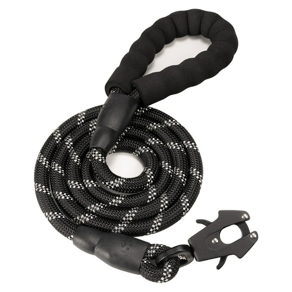 Correa para perros GEIT Heavy Duty Cuerda de nailon reflectante negra