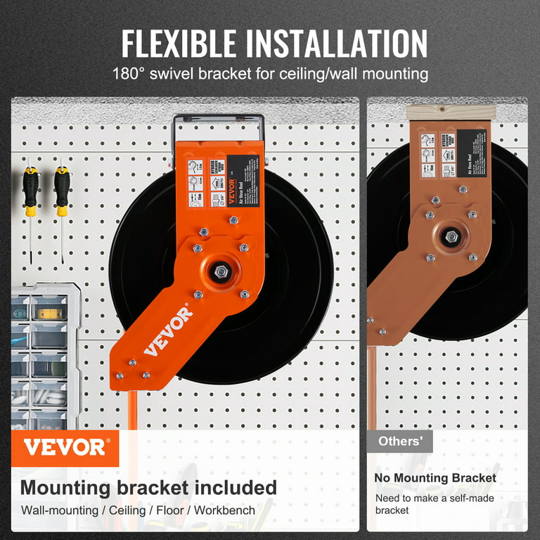 Installing VEVOR Retractable Air Hose Reel in Metal Garage, Heavy Duty