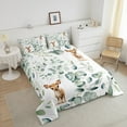 thumbnail image 4 of Cartoon Deer Queen Comforter Set Woodland Wildlife Bedding Set Queen, Plant Bedding Comforter Sets Eucalyptus Leaf Duvet Set, Jungle Animal Theme Quilted Comforter Room Decor, 4 of 6