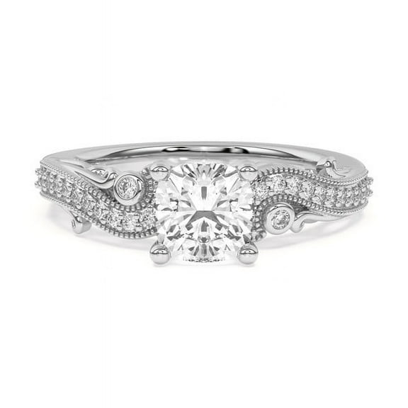 Empire Jewelry 1.8 Ct Vintage Filigree Milgrain Art Deco Engagement Ring - Moissanite Cushion Cut Diamond - 14K White Gold Plated - Perfect for Weddings
