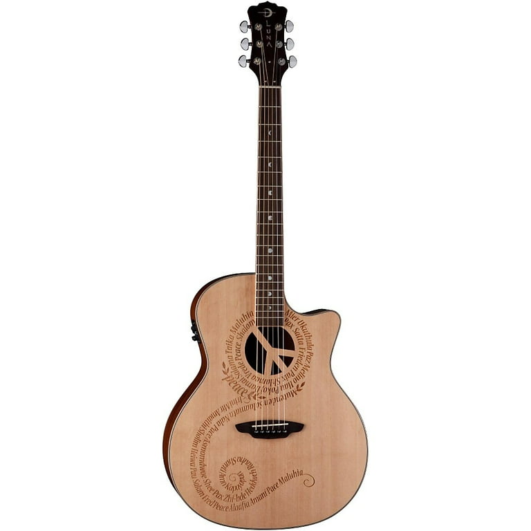 Luna Oracle Series Peace エレアコ Luna Oracle Peace Grand Concert Acoustic-Electric - Walmart.com