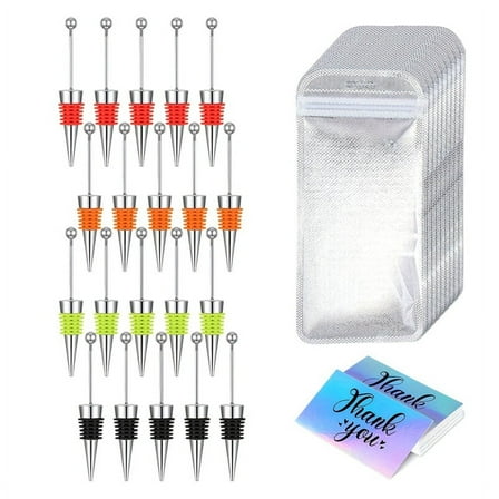 60 Pcs Beadable Wine Stoppers for Wine Bottles Wine Saver Bottle Stopper Silicone Wine Stopper for Beverage Gifts