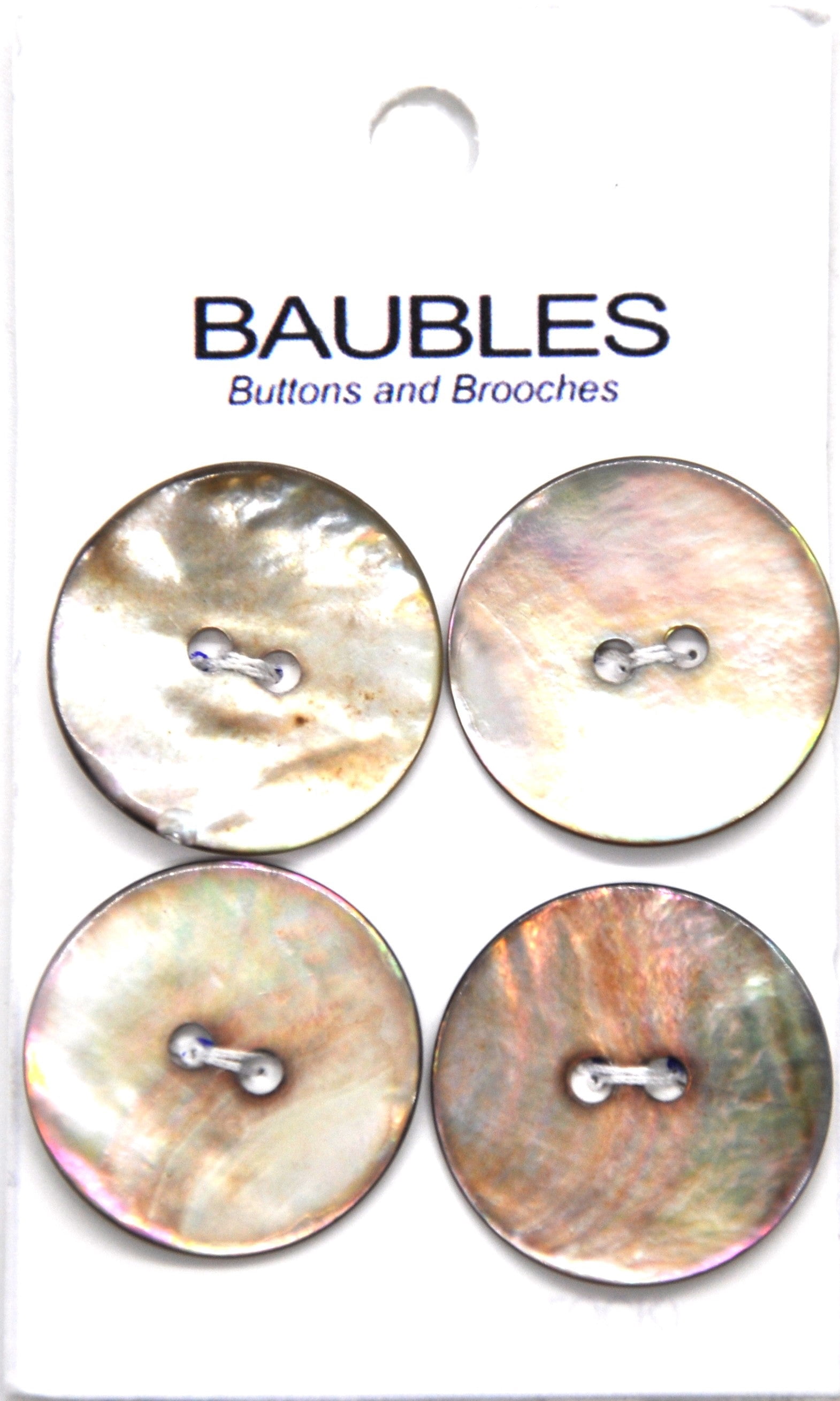 (5 pack) Belagio Iridescent Shell Buttons, Sewing Fasteners, 4 Pieces