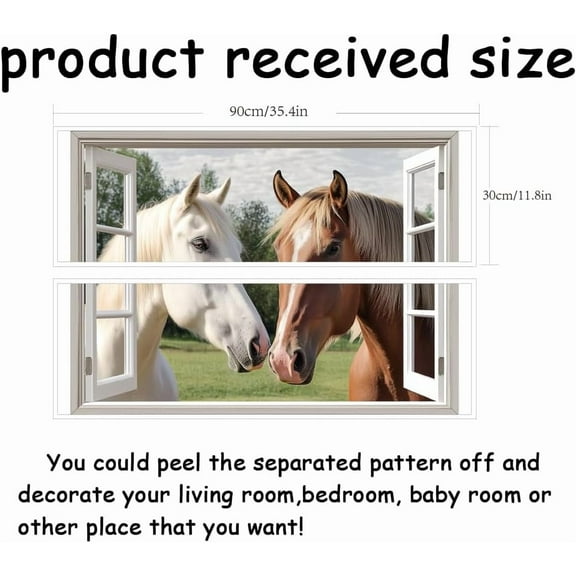 Plastic Horses Outside The Window Wall Sticker Animal Wall Decal Large Size Colorful Horse Home Art Mural Two Horses Vinyl Sticker Bedroom Living Room Decor Wall Art Mural Gift Decor