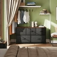 thumbnail image 5 of Dresser for Bedroom with 5 Drawers, Wide Chest of Drawers, Fabric Dresser, Storage Organizer Unit with Fabric Bins for Closet, Living Room, Hallway, Dark Grey, 5 of 8
