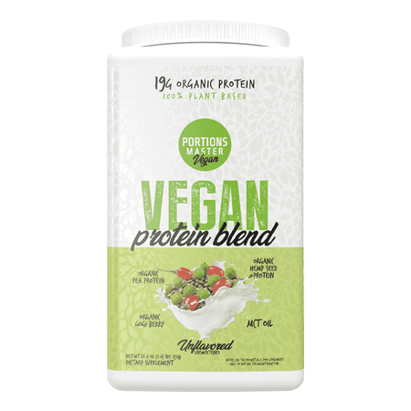 Portions Master Vegan Protein Blend Powder, Plant-Based, Gluten-Free, Dairy-Free (Vanilla 750g) (Unflavored 750g)