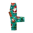 thumbnail image 5 of FAOWME Family Matching Christmas Pajamas Set Outfits Long Sleeve Turndown Collar Santa Claus Print Buttons Top And Pant Comfortable Soft Sleepwear For Child Kids-Green 13-14 Years, 5 of 7