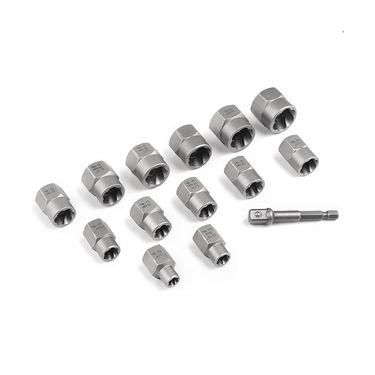 14Pcs Impact Bolt & Nut Remover Set, Stripped Lug Nut Remover with Hex Adapter Extraction Socket Set