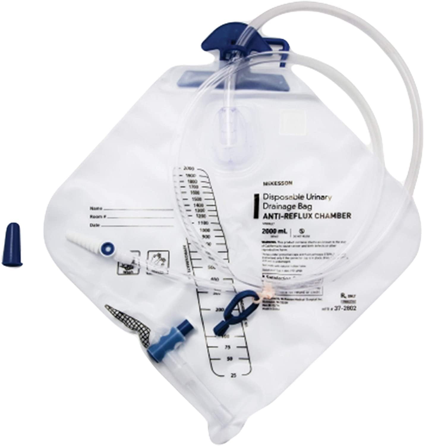 Pack of 20 Urinary Drainage Bags with AntiReflux Drip Chamber 2000 ml