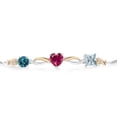 thumbnail image 2 of Gem Stone King Keren Hanan 2.16 Ct London Blue Topaz Red Created Ruby 925 Silver and 10K Yellow Gold Lab Grown Diamond Bracelet for Women, 2 of 5