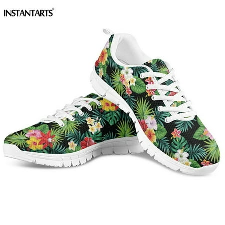 

Hibiscus Hawaiian Flower Tropical Print Jogging Shoes Women Flats Shoes Casual Breathable Summer Mesh Shoes Walking Sneakers