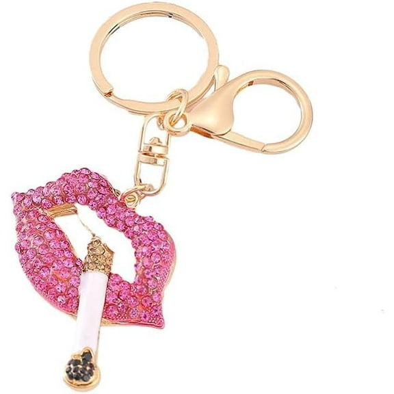 LWHAO Lip Crystal Keychain, Lip Crystal Keyring Keyrings Metal Keychain for Women Purse Handbags