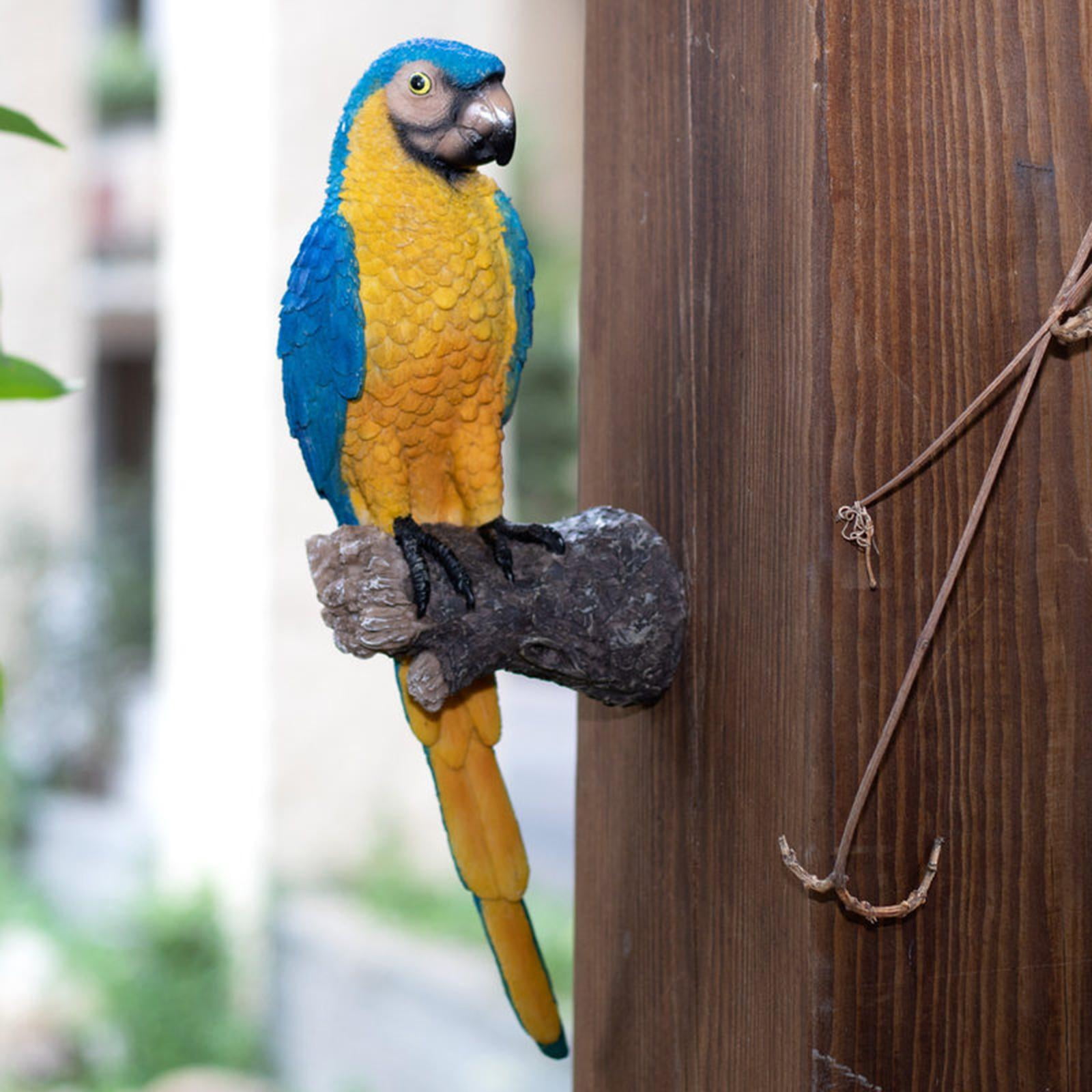 Resin Garden Parrot Statue Wall Mounted DIY Tropical Macaws Wall Sculpture Office Decor Nature Collectors Gifts
