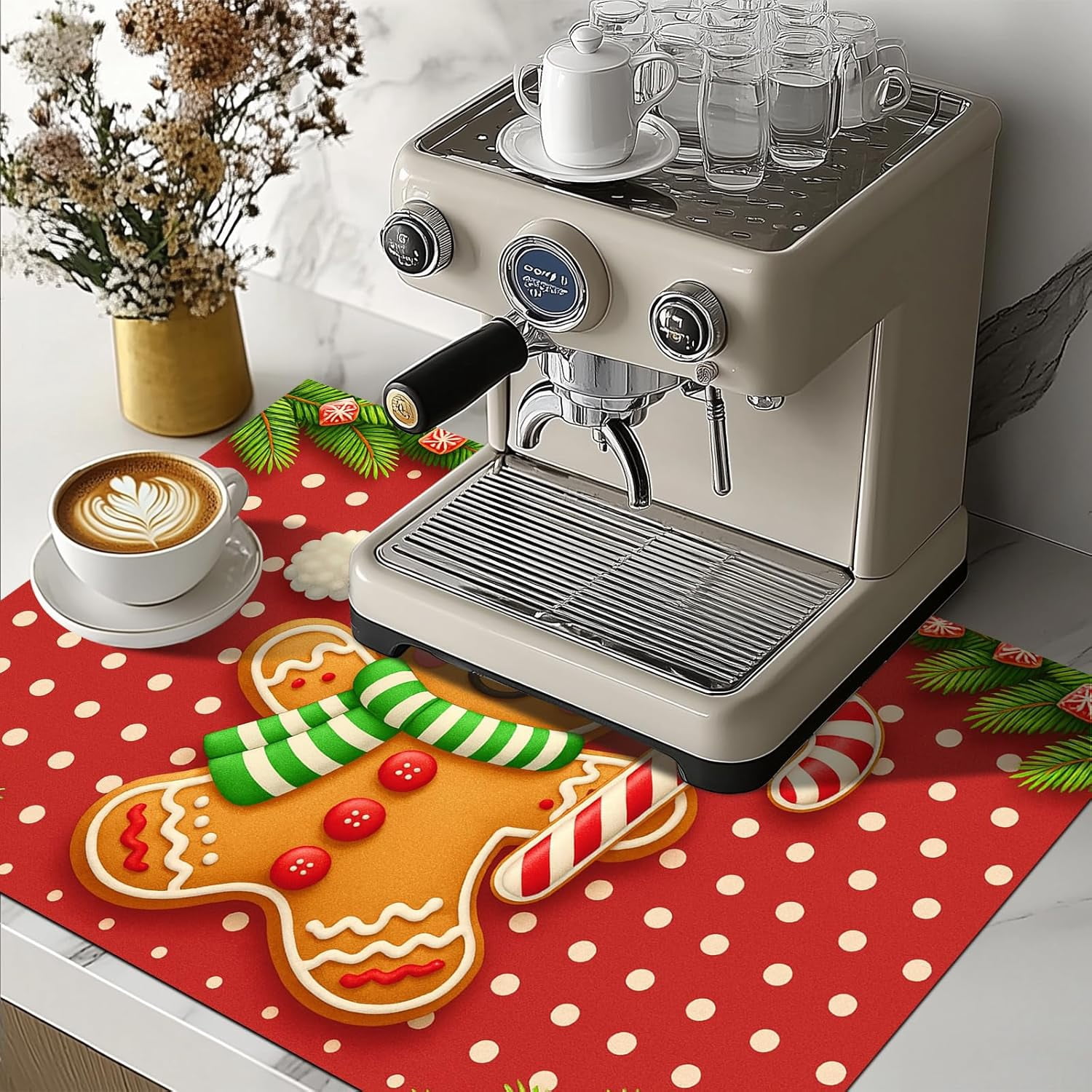 Stove Top Covers for Electric Glass Stove 28x20 Inch Gingerbread Man Christmas Cooktop Protector Heat Resistant Counter Cover Dish Drying Mat for Kitchen RV Camper