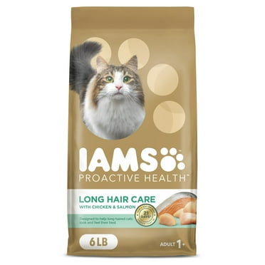 Iams Proactive With Real Chicken & Salmon Health Long Hair Care Adult Dry Cat Food, 6 Lb Bag
