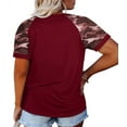 thumbnail image 3 of Summer Short Sleeve Camouflage Printing Plus Size T-Shirt Women Casual Patchwork Tops, 3 of 4