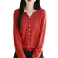 thumbnail image 2 of Lixiuxyad Womens Open Front Cardigan Women's Cardigan Lightweight Seamless Knit Open Front Jacket With Rolled Edges For Comfortable Layering And Stylish Finish,Red, 2 of 6