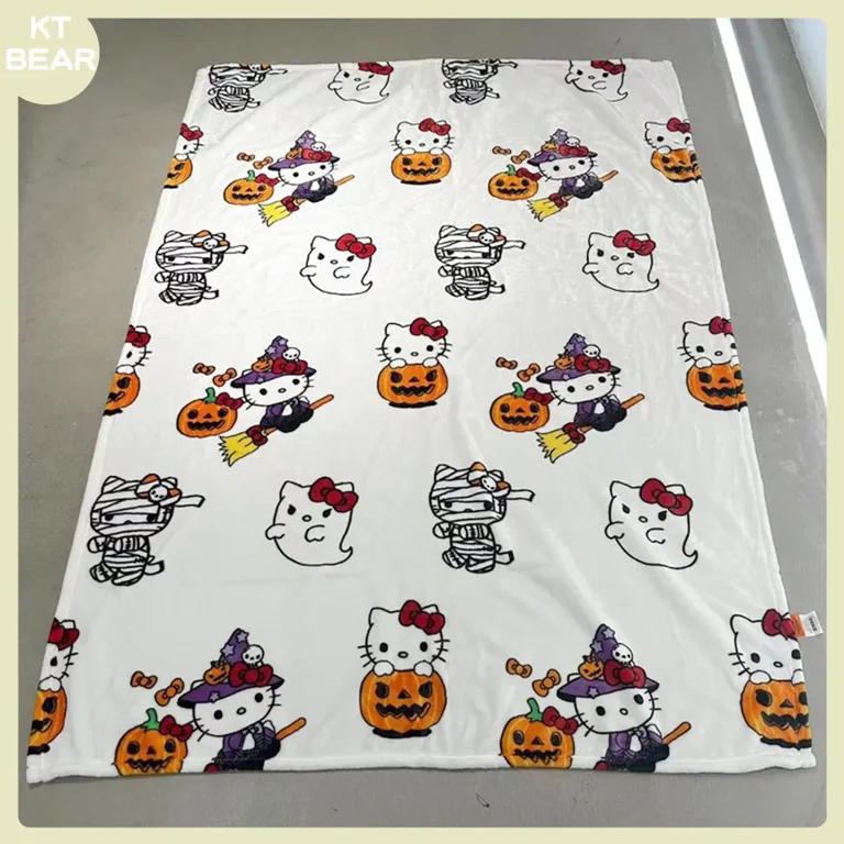 Hello Kitty Halloween Ghost Flannel Blanket Sofa Blanket New Kawaii Anime Sanrio KT Cat Soft Sheet Y2K Tapestry Decoration Gifts, Men's, Size: 7.5