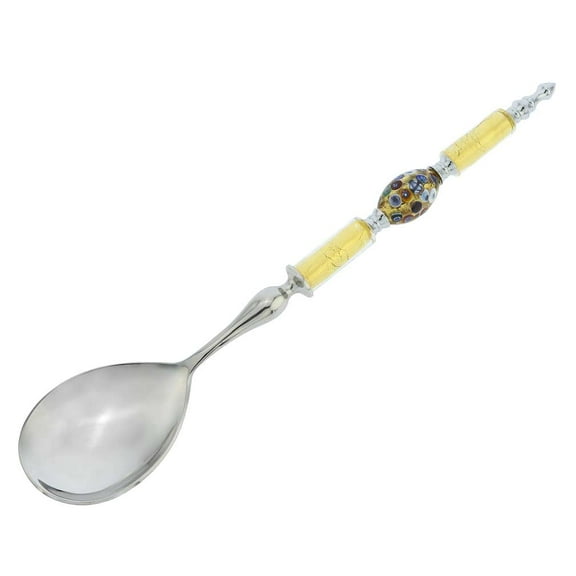 GlassOfVenice Italian Murano Glass Salad Spoon - Gold Millefiori Olive