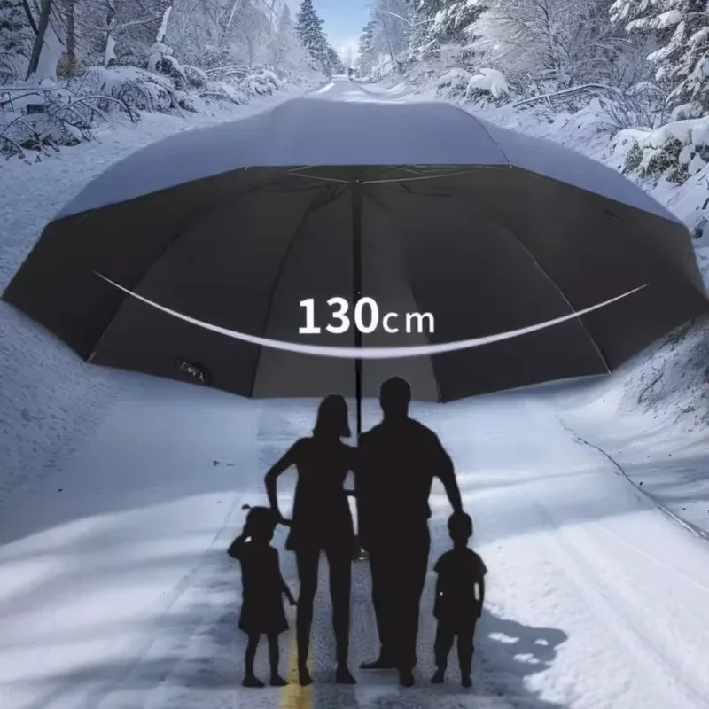 Extra-Large Folding Umbrella Heavy-Duty Reinforced Compact Travel Windproof Unisex  Protection Umbrellas for Business & Home Use