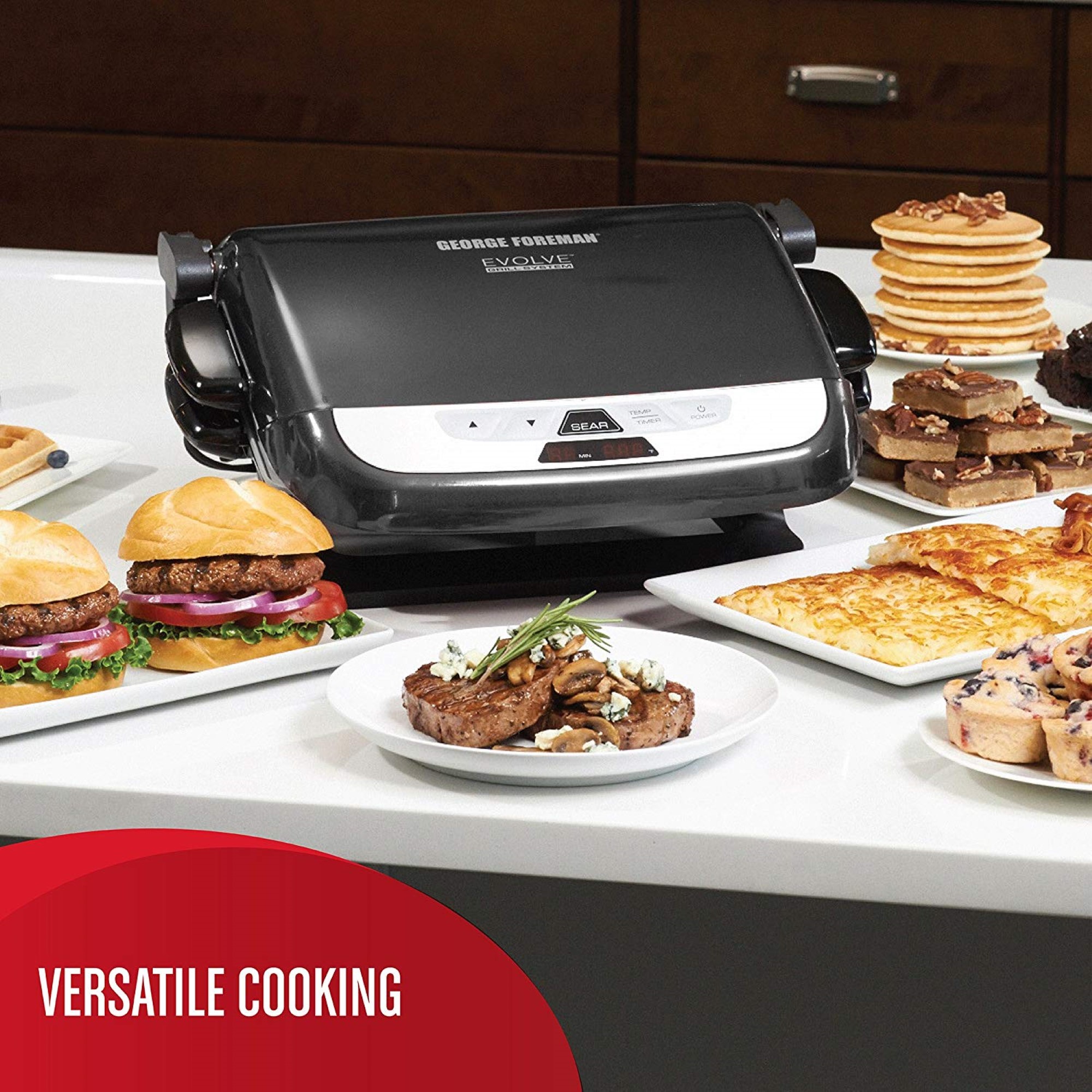 George Foreman 5-Serving Evolve Grill With Waffle Plates And Ceramic Grill Plates Black - image 3 of 5